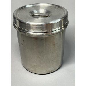 Vintage WW2 Polar Ware MD USN Stainless Steel 7" Medical Canister w/ Lid